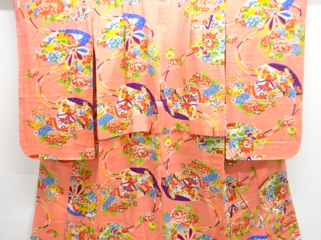 JAPANESE KIMONO / ANTIQUE KIMONO / SILK / KINSHA / MARI BALL & FLOWER
